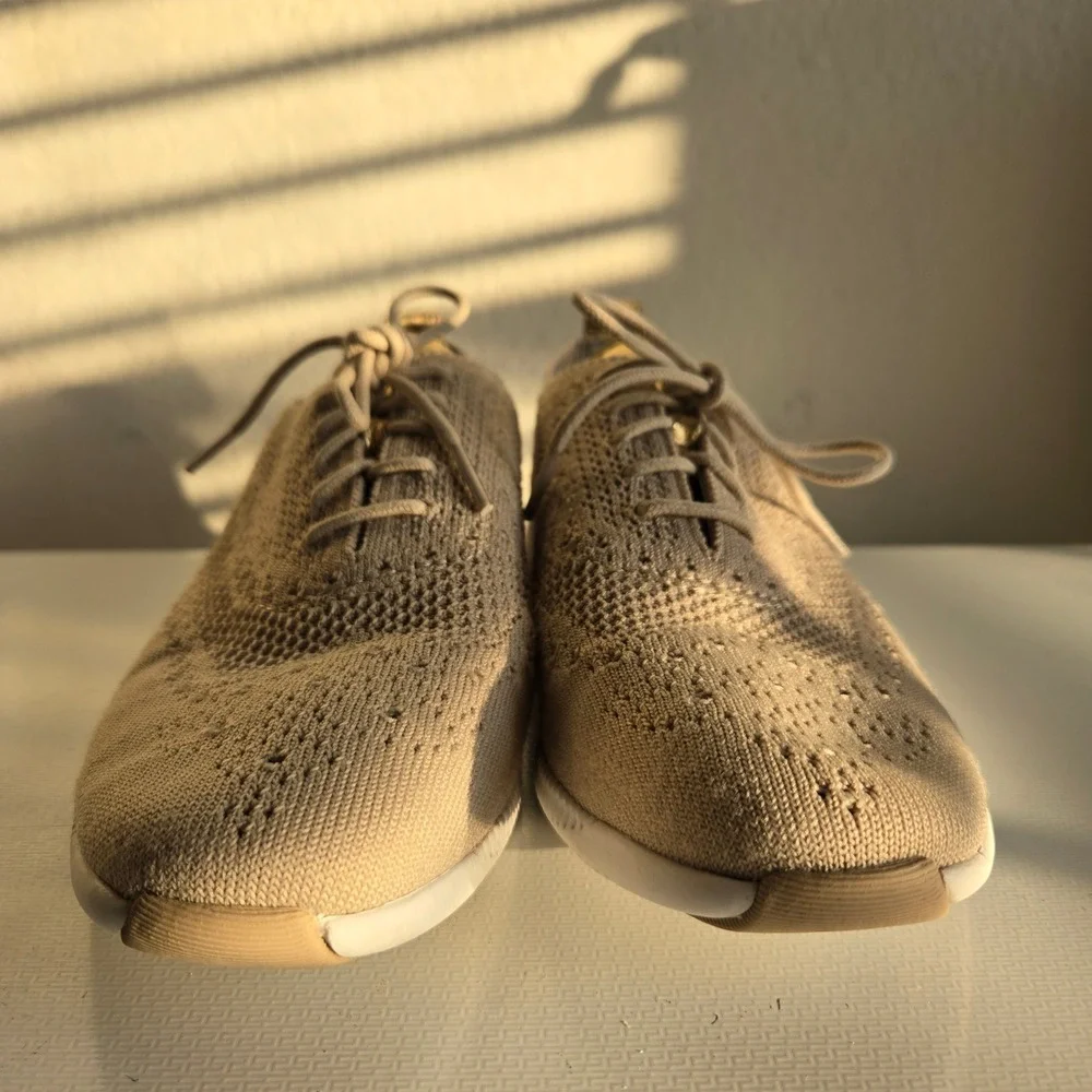 Cole Haan 2 ZEROGRAND Stitchlite Oxford Knit Sneakers Tan Gold Women‎ US 7 B